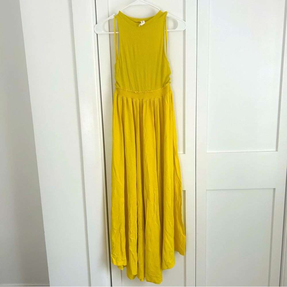 Anthropologie Mustard Yellow Maxi Cutout Dress